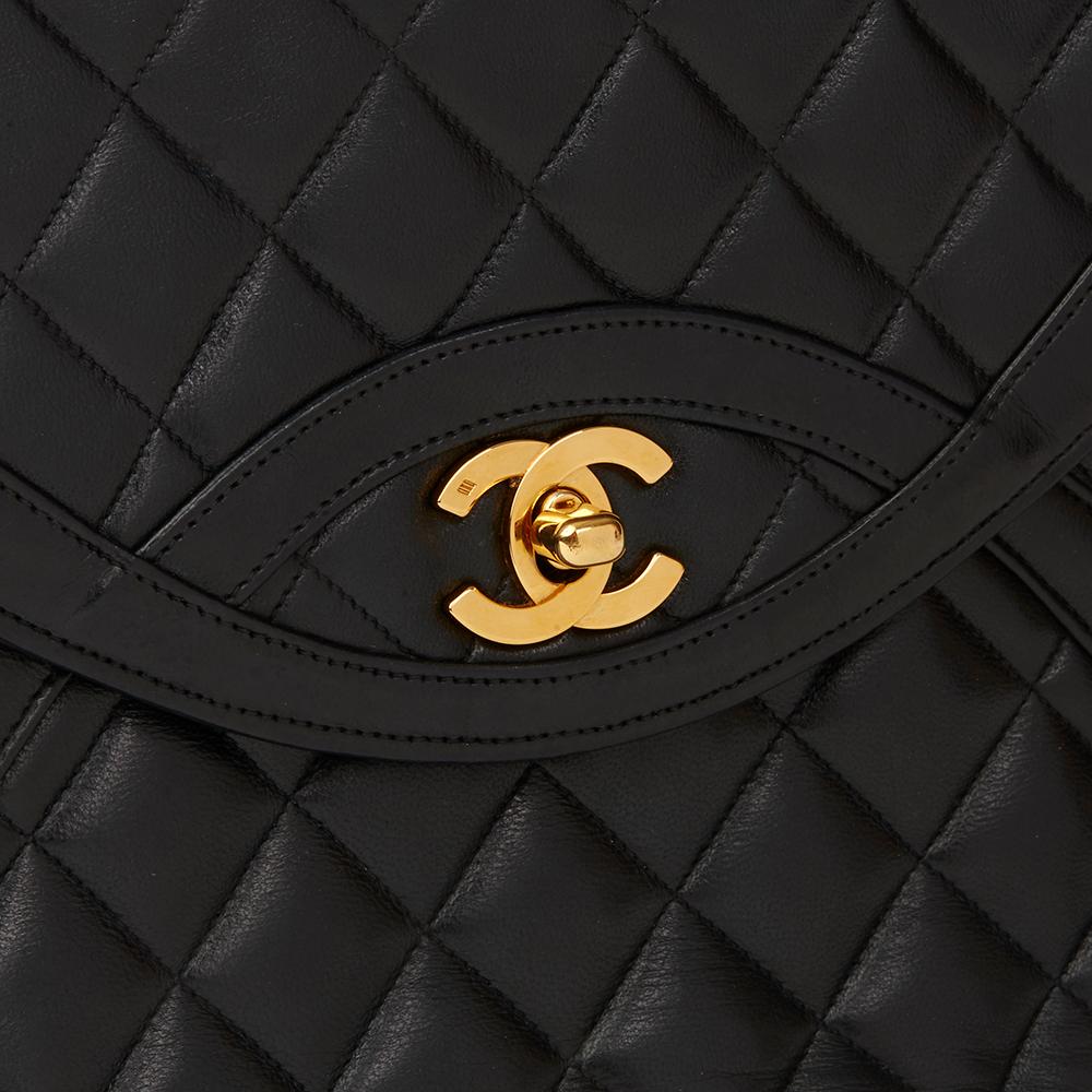 Circa 1990 Chanel Black Quilted Lambskin Vintage Classic Single Flap Bag 1