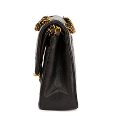 1990s Chanel Black Quilted Lambskin Vintage Small Classic Double Flap Bag