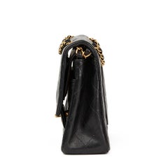 1990s Chanel Black Quilted Lambskin Vintage Medium Classic Double Flap Bag