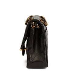 1990s Chanel Black Quilted Lambskin Vintage Medium Classic Double Flap Bag