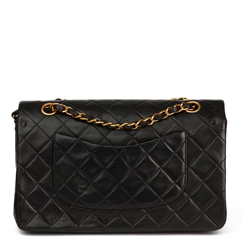 Women's 1990s Chanel Black Quilted Lambskin Vintage Medium Classic Double Flap Bag