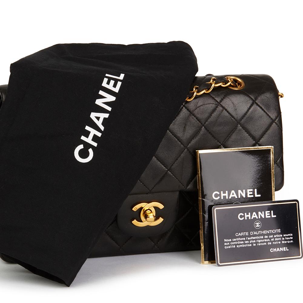 1990s Chanel Black Quilted Lambskin Vintage Medium Classic Double Flap Bag 6