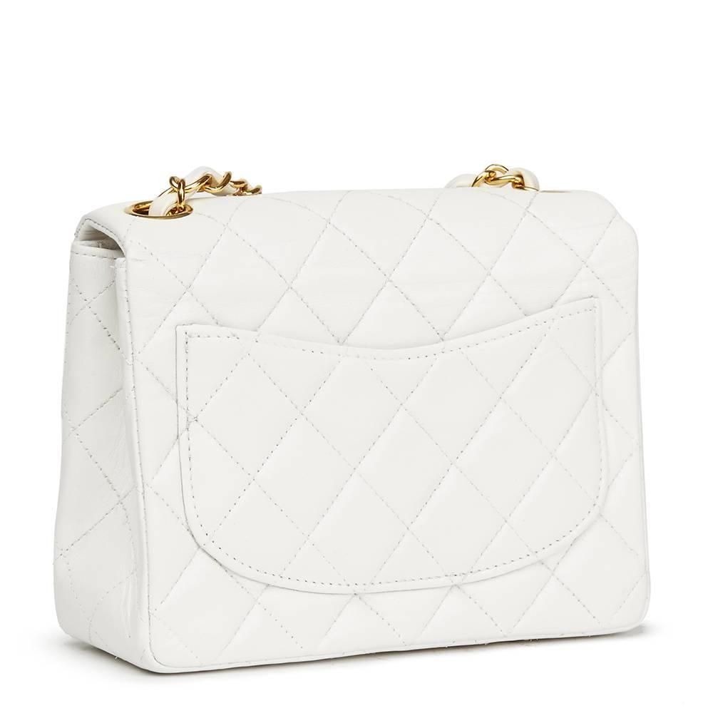 1990s Chanel White Quilted Lambskin Vintage Mini Flap Bag  In Good Condition In Bishop's Stortford, Hertfordshire