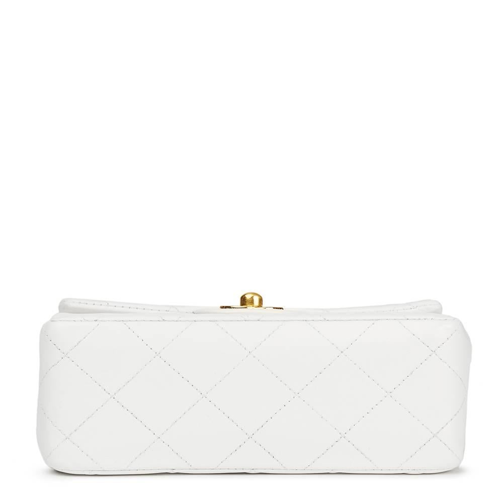 Women's 1990s Chanel White Quilted Lambskin Vintage Mini Flap Bag 