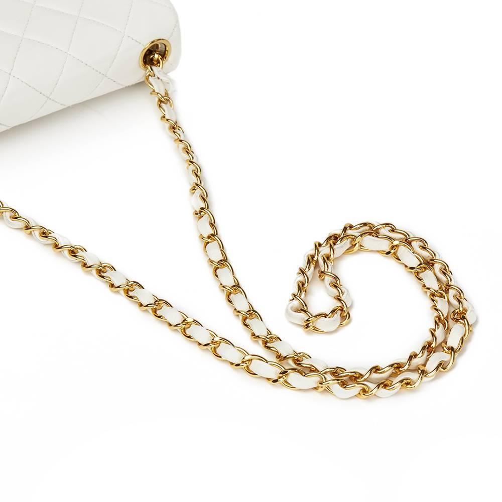 1990s Chanel White Quilted Lambskin Vintage Mini Flap Bag  2
