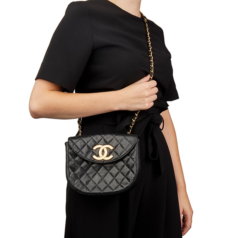 1990s Chanel Black Quilted Lambskin Vintage XL Classic Single Flap Bag 6