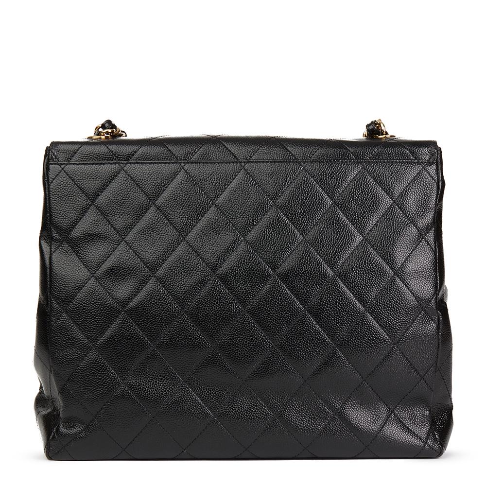 Women's 2000s Chanel Black Quilted Caviar Leather Timeless Shoulder Tote