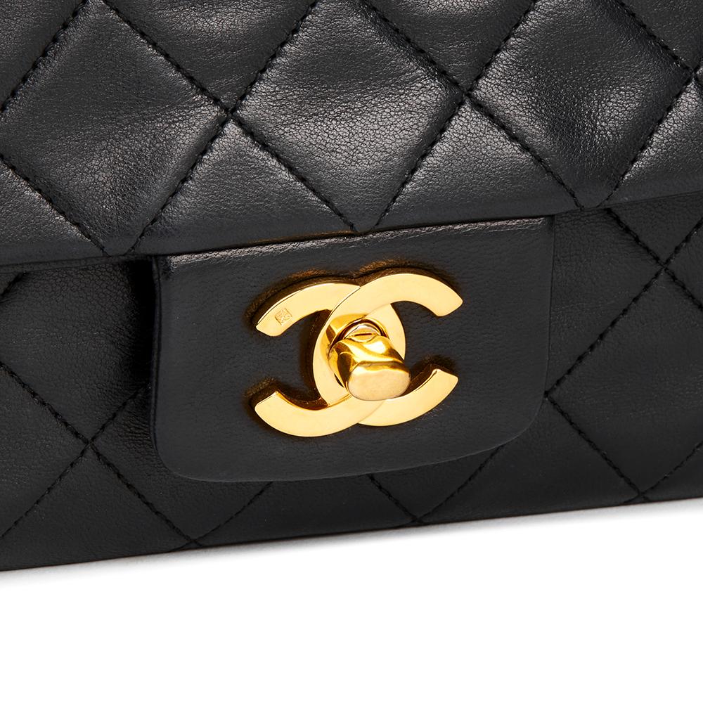1990s Chanel Black Quilted Lambskin Vintage Tall Classic Single Flap Bag 2