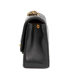 1990s Chanel Black Quilted Lambskin Vintage Small Diana Classic Single Flap Bag