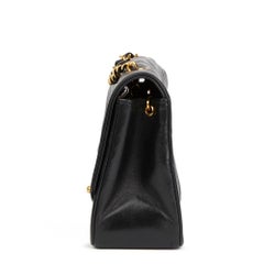1990s Chanel Black Quilted Lambskin Vintage Small Diana Classic Single Flap Bag