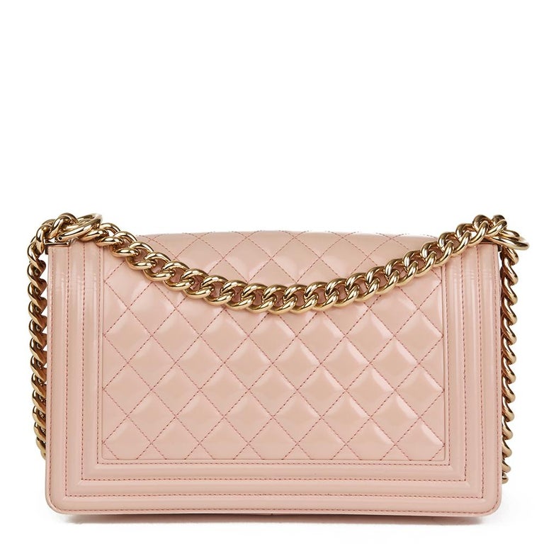 2017 Chanel Light Pink Quilted Iridescent Calfskin Leather Medium Le Boy