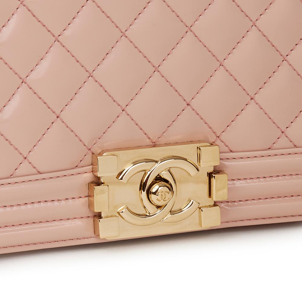 Beige 2017 Chanel Light Pink Quilted Iridescent Calfskin Leather Medium Le Boy