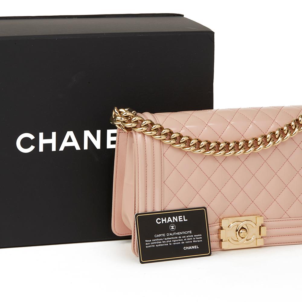 2017 Chanel Light Pink Quilted Iridescent Calfskin Leather Medium Le Boy 2