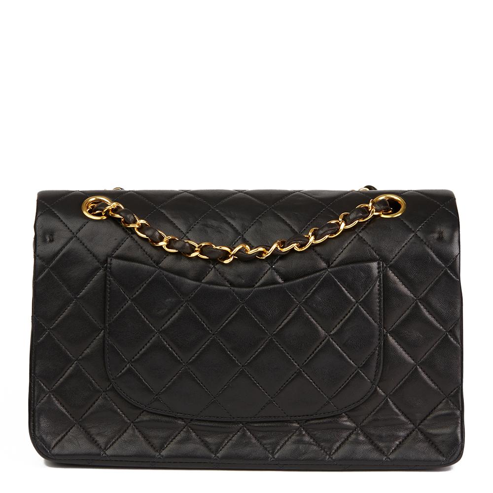 Women's 1990s Chanel Black Quilted Lambskin Vintage Medium Classic Double Flap Bag