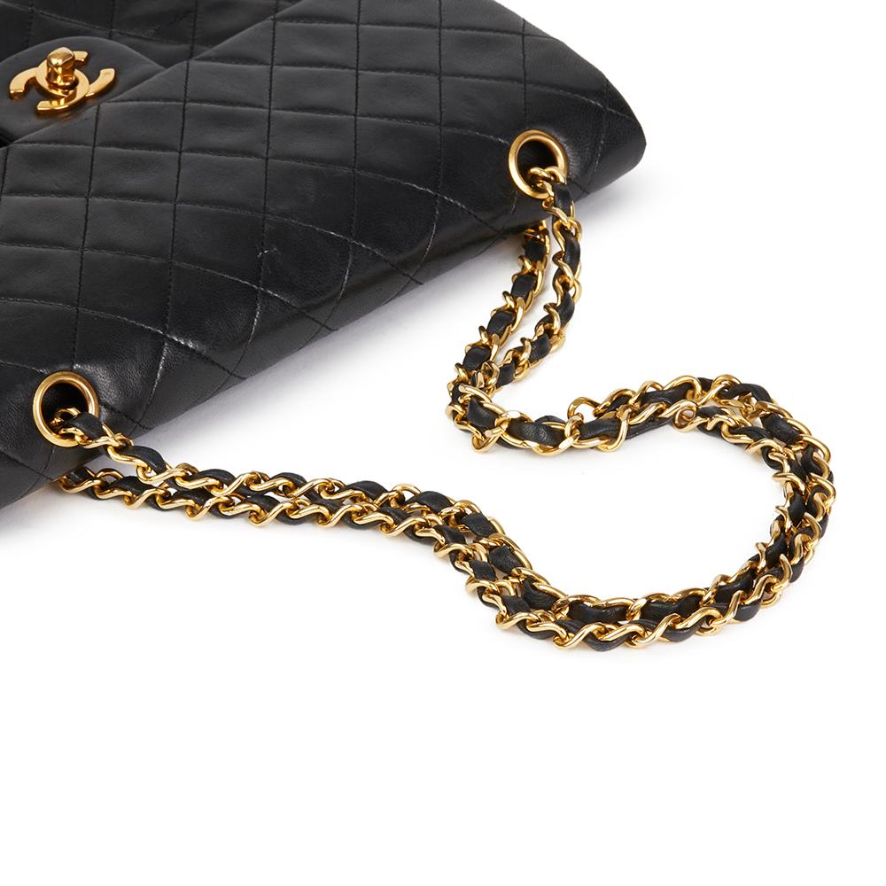 1990s Chanel Black Quilted Lambskin Vintage Medium Classic Double Flap Bag 3