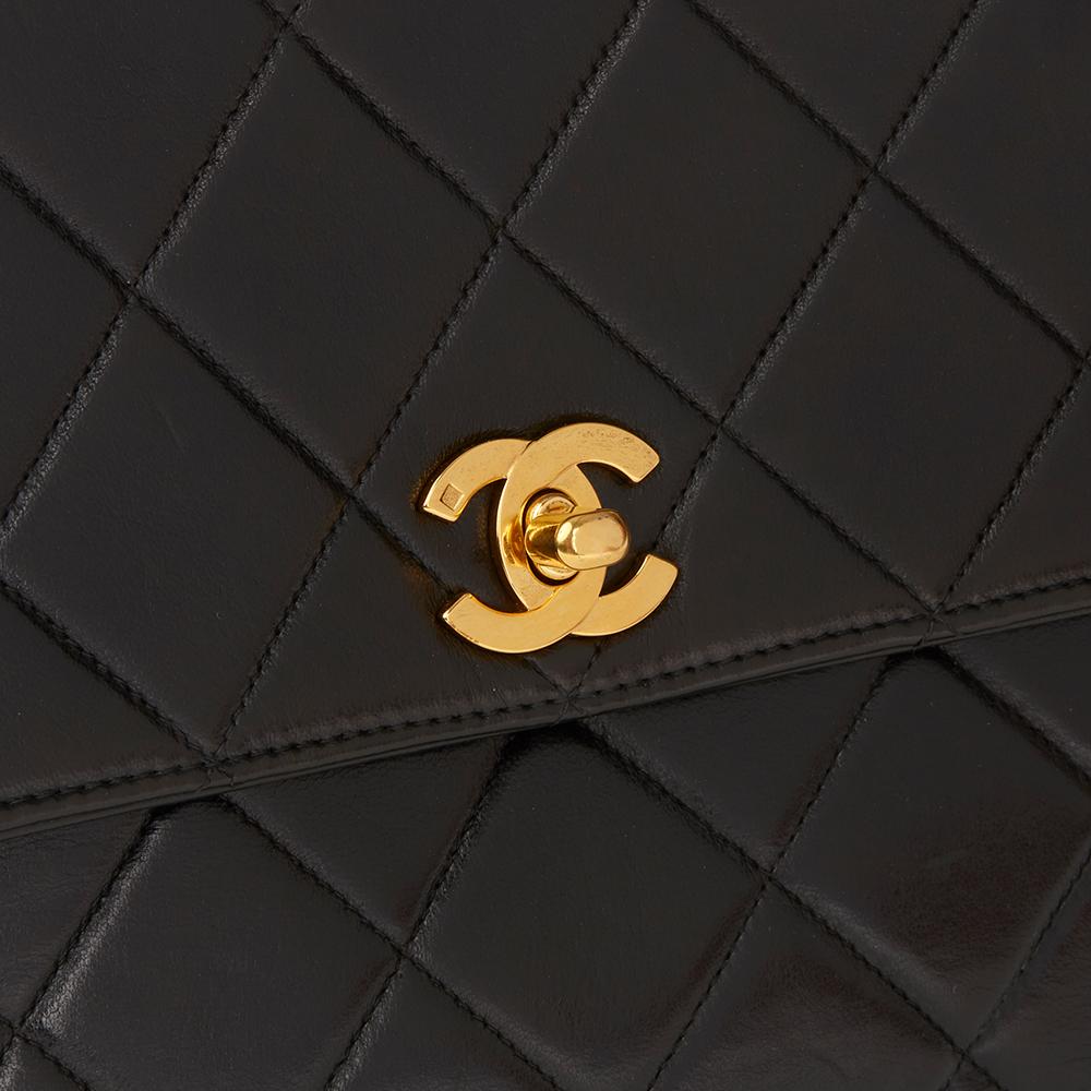 1990s Chanel Black Quilted Lambskin Vintage Classic Single Flap Bag 2