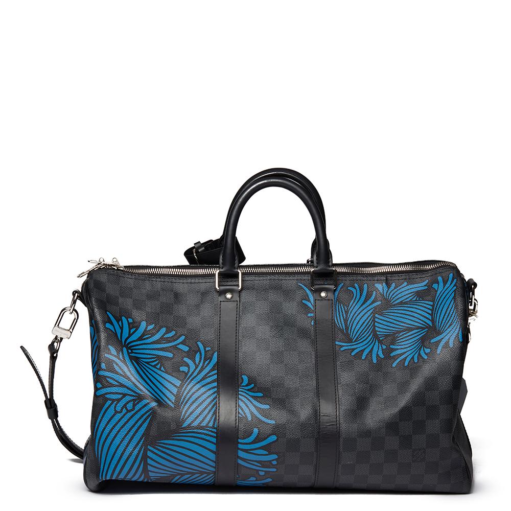 2010s Louis Vuitton Graphite Damier Christopher Nemeth Keepall Bandouliere 45 In Excellent Condition In Bishop's Stortford, Hertfordshire