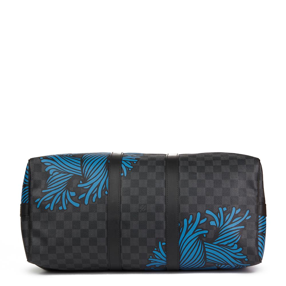 Women's or Men's 2010s Louis Vuitton Graphite Damier Christopher Nemeth Keepall Bandouliere 45