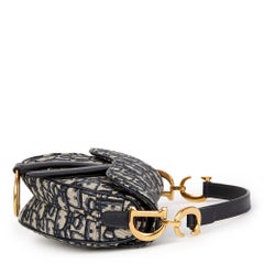 2018 Christian Dior Blue Oblique Monogram Canvas Mini Saddle Bag