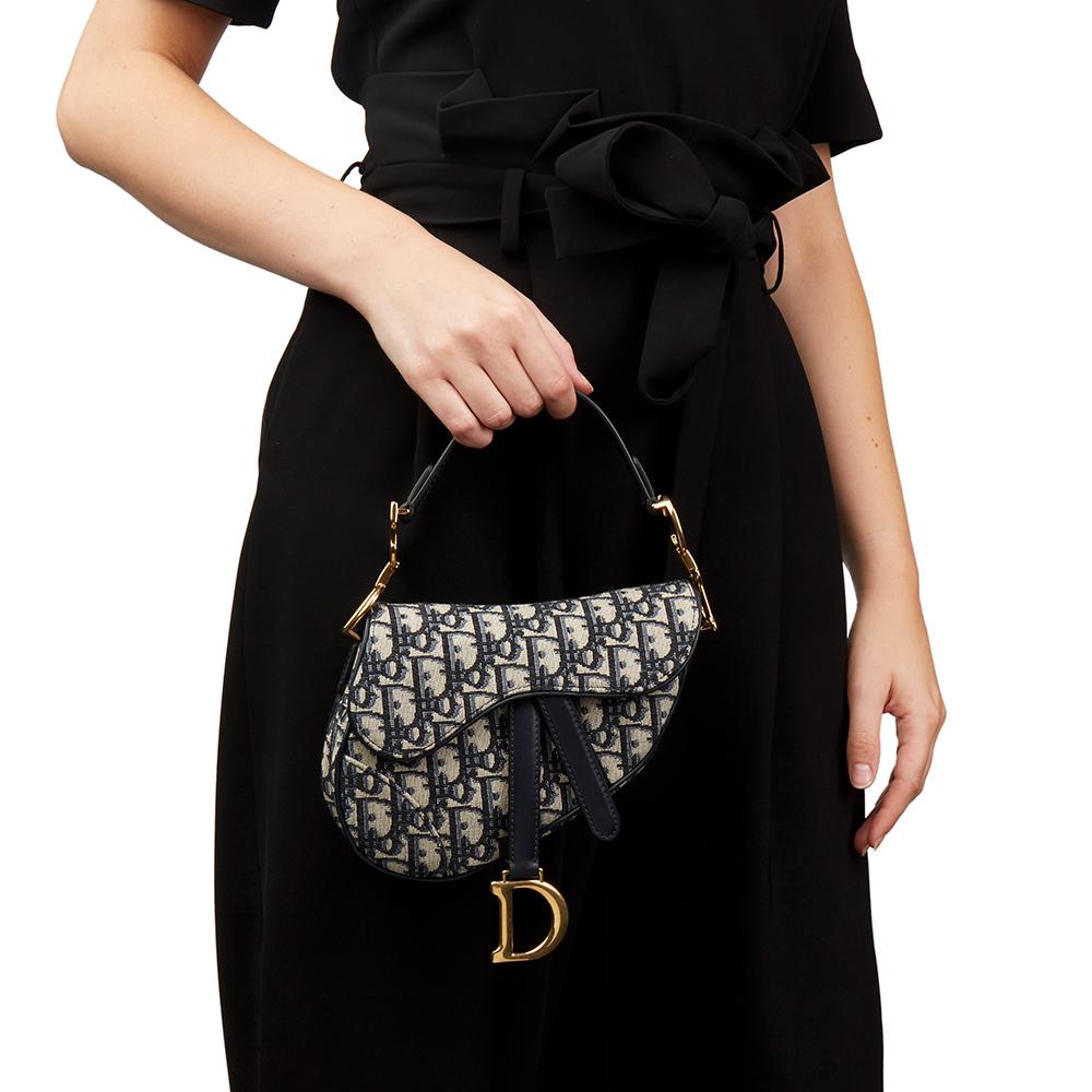 2018 Christian Dior Blue Oblique Monogram Canvas Mini Saddle Bag 3