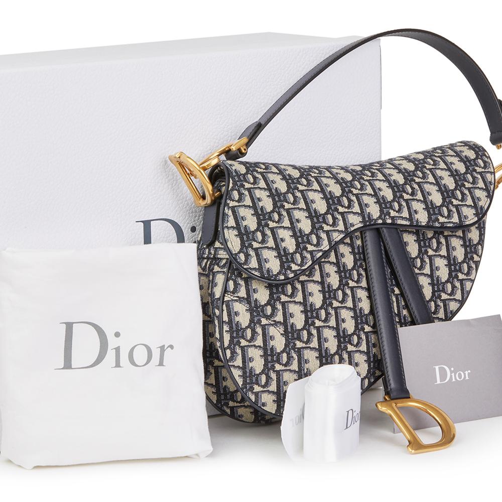 2018 Christian Dior Blue Oblique Monogram Canvas Saddle Bag 2