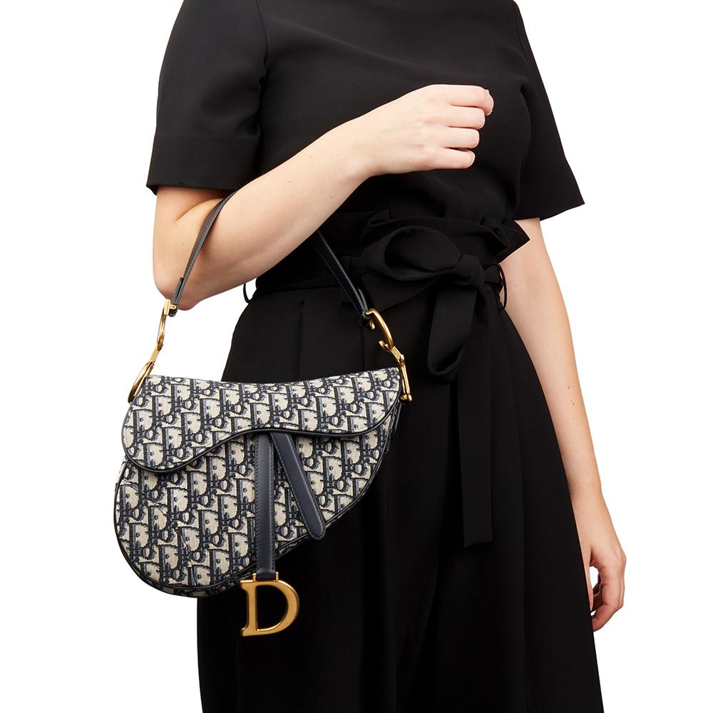 2018 Christian Dior Blue Oblique Monogram Canvas Saddle Bag 3