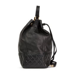 1990s Chanel Black Quilted Lambskin Vintage Timeless Backpack