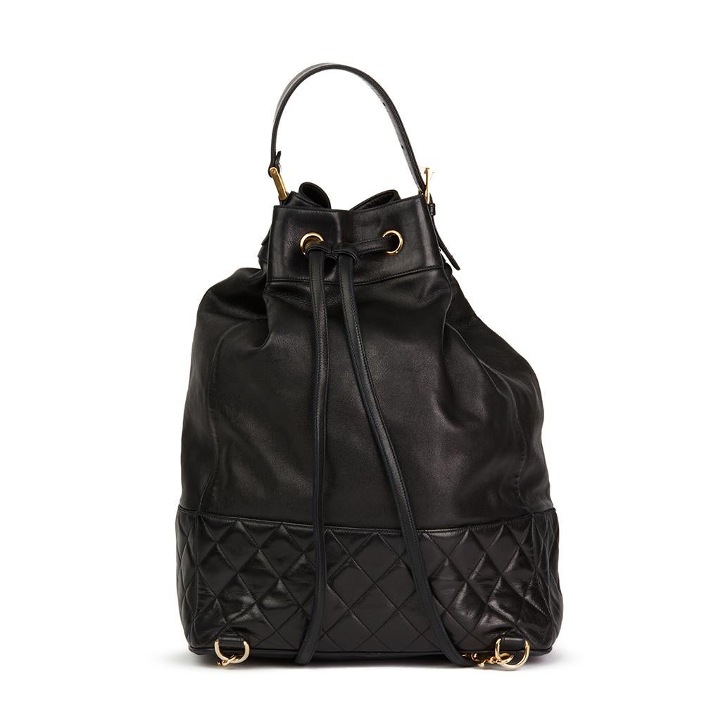 Women's 1990s Chanel Black Quilted Lambskin Vintage Timeless Backpack