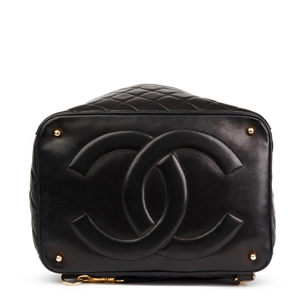 1990s Chanel Black Quilted Lambskin Vintage Timeless Backpack 1