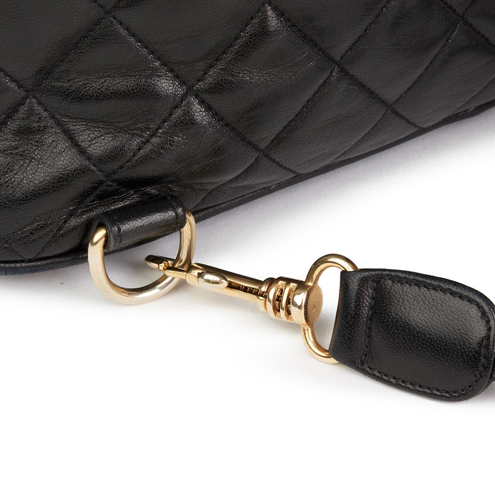 1990s Chanel Black Quilted Lambskin Vintage Timeless Backpack 2