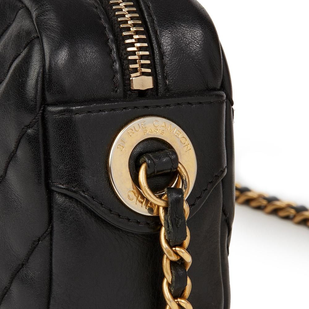 2010s Chanel Black Chevron Quilted Calfskin Leather Mini Medallion Charm Camera  3