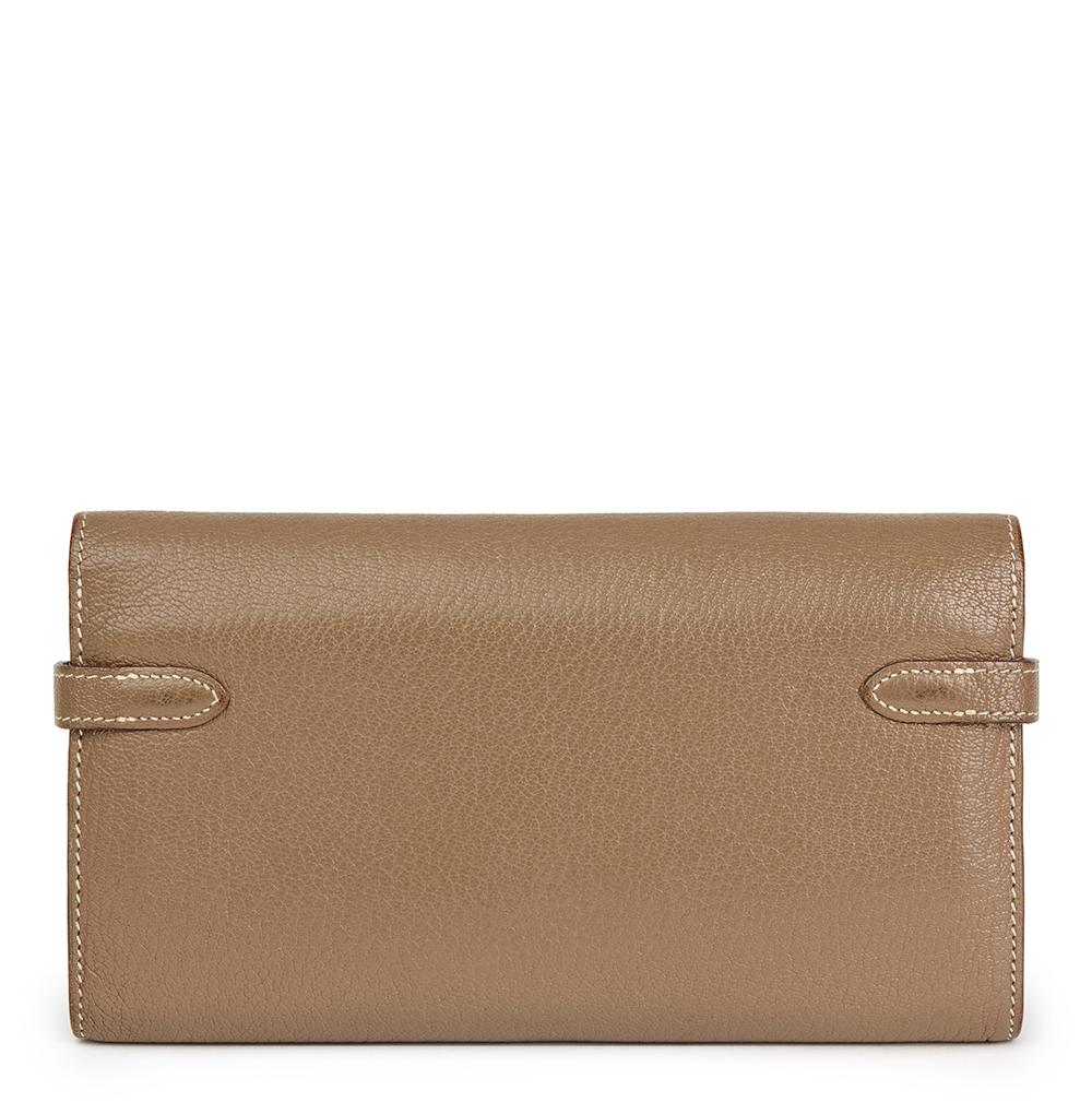 2009 Hermes Etoupe Chevre Mysore Kelly Long Wallet In Excellent Condition In Bishop's Stortford, Hertfordshire