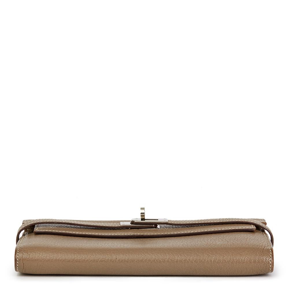 Women's 2009 Hermes Etoupe Chevre Mysore Kelly Long Wallet
