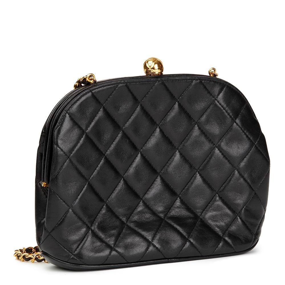 Women's 1994 Chanel Black Quilted Lambskin Vintage Timeless Frame Bag