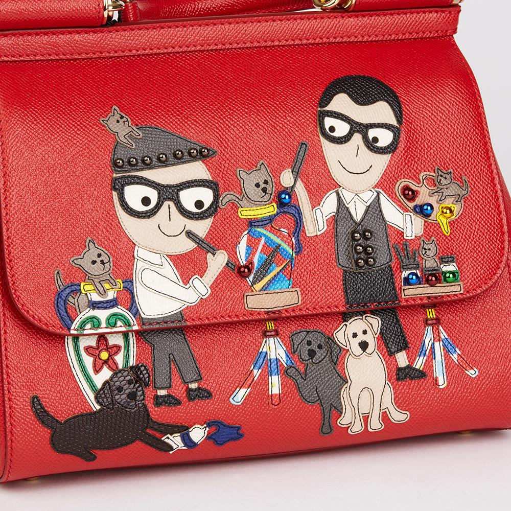 Dolce & Gabbana Red Beaded Dauphine Leather DG Family Patch Medium Sicily, 2018 1