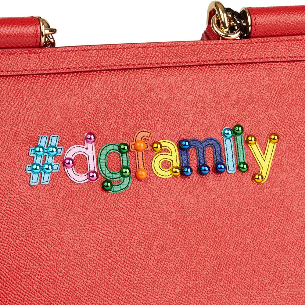 Dolce & Gabbana Red Beaded Dauphine Leather DG Family Patch Medium Sicily, 2018 2