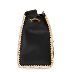 2018 Fendi Black Calfskin Leather, Embroidered Raffia & Red Python Leather Small