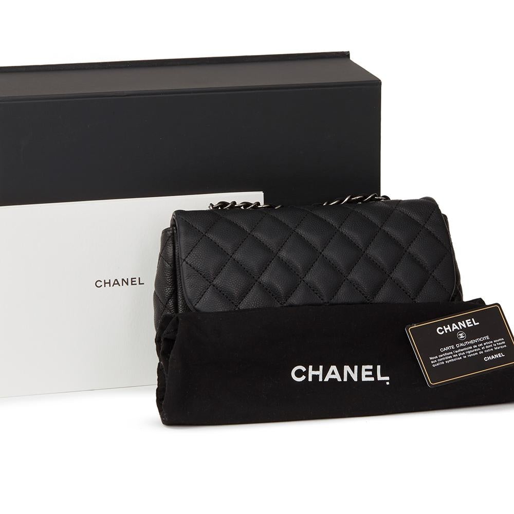 Chanel Black Quilted Caviar Leather Classic Single Flap Bag, 2013  5