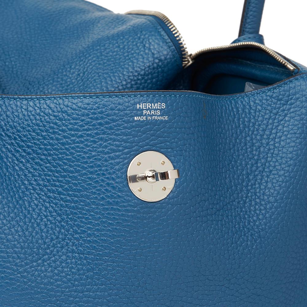 2013 Hermes Blue Togo Blue Thalassa Leather Lindy 30 In Excellent Condition In Bishop's Stortford, Hertfordshire