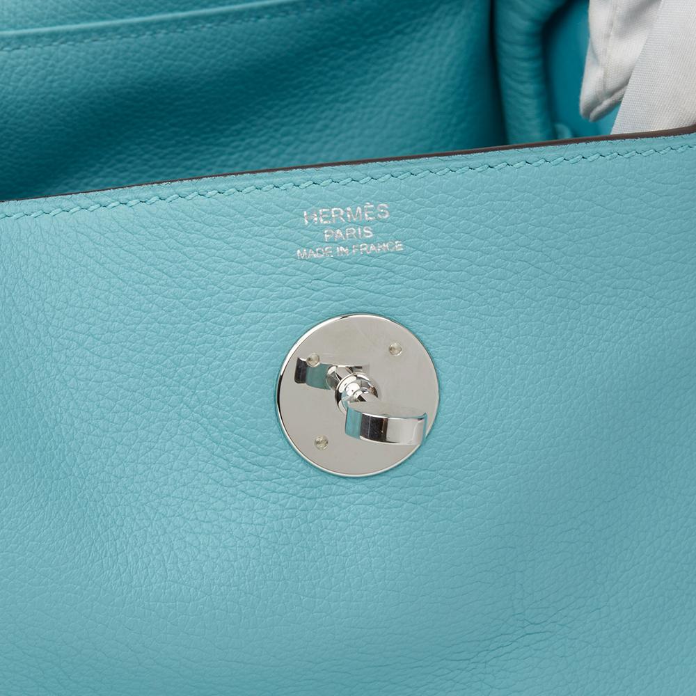Women's Hermes Blue Atoll Evercolour Leather Lindy 26 Bag, 2015