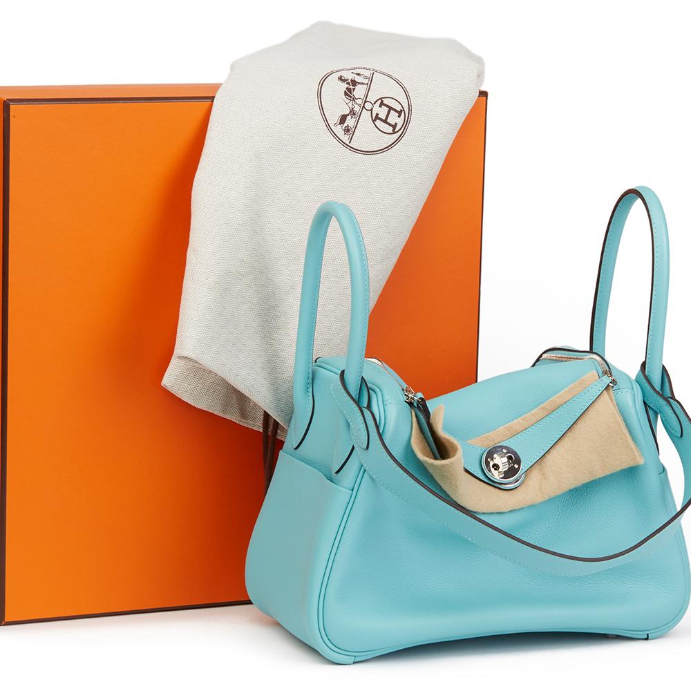 Hermes Blue Atoll Evercolour Leather Lindy 26 Bag, 2015  3