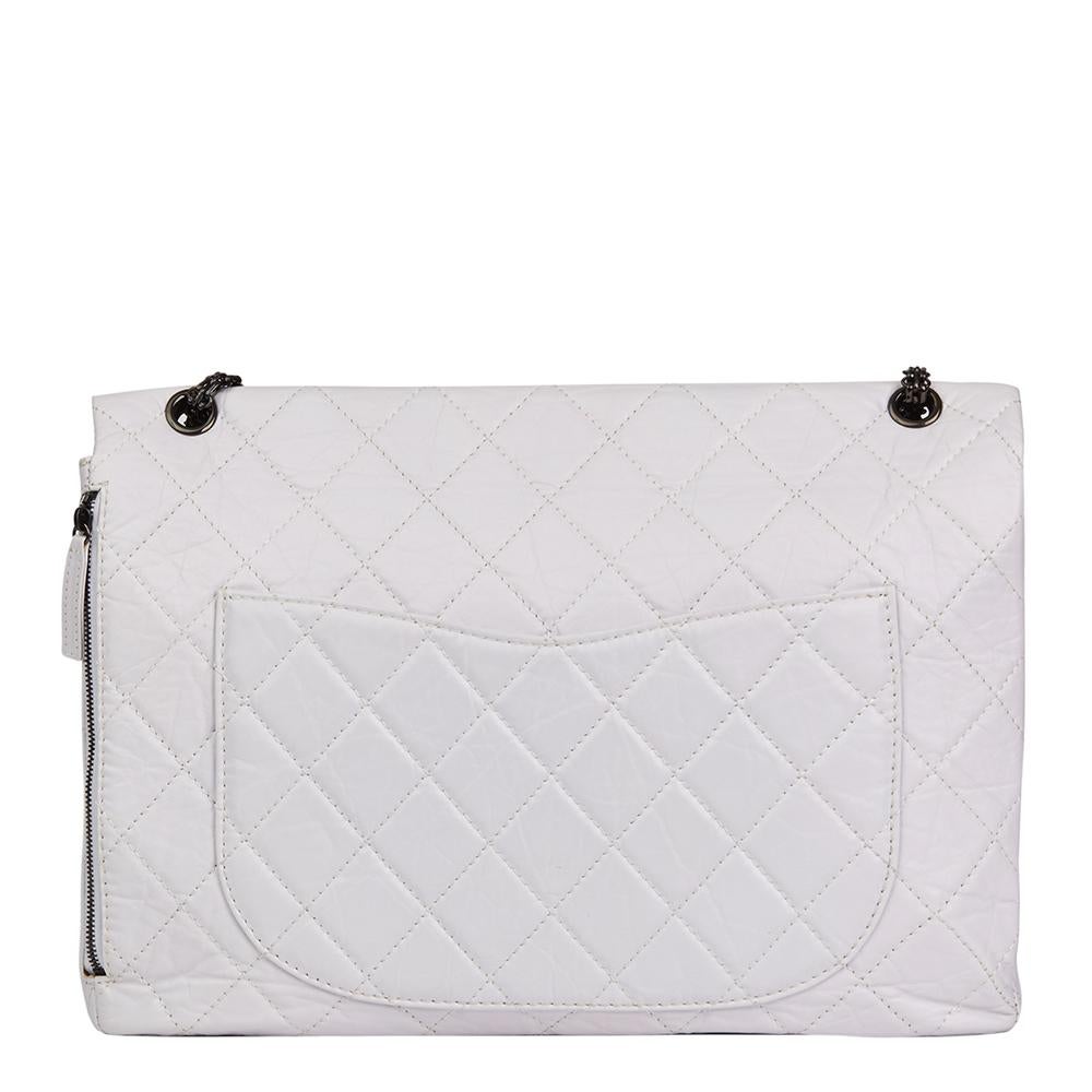 Gray Chanel Icy White Quilted Aged Calfskin Leather 2.55 Reissue 228 Flap Bag