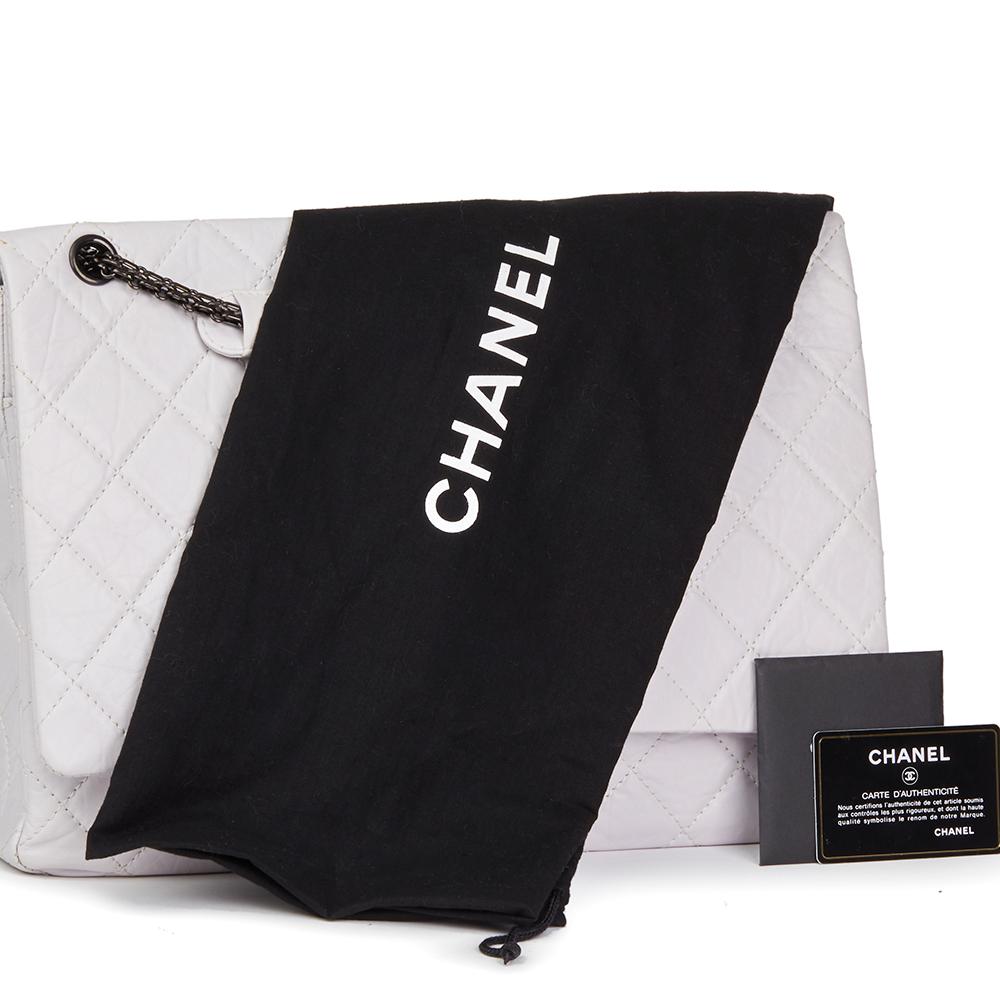 Chanel Icy White Quilted Aged Calfskin Leather 2.55 Reissue 228 Flap Bag 4