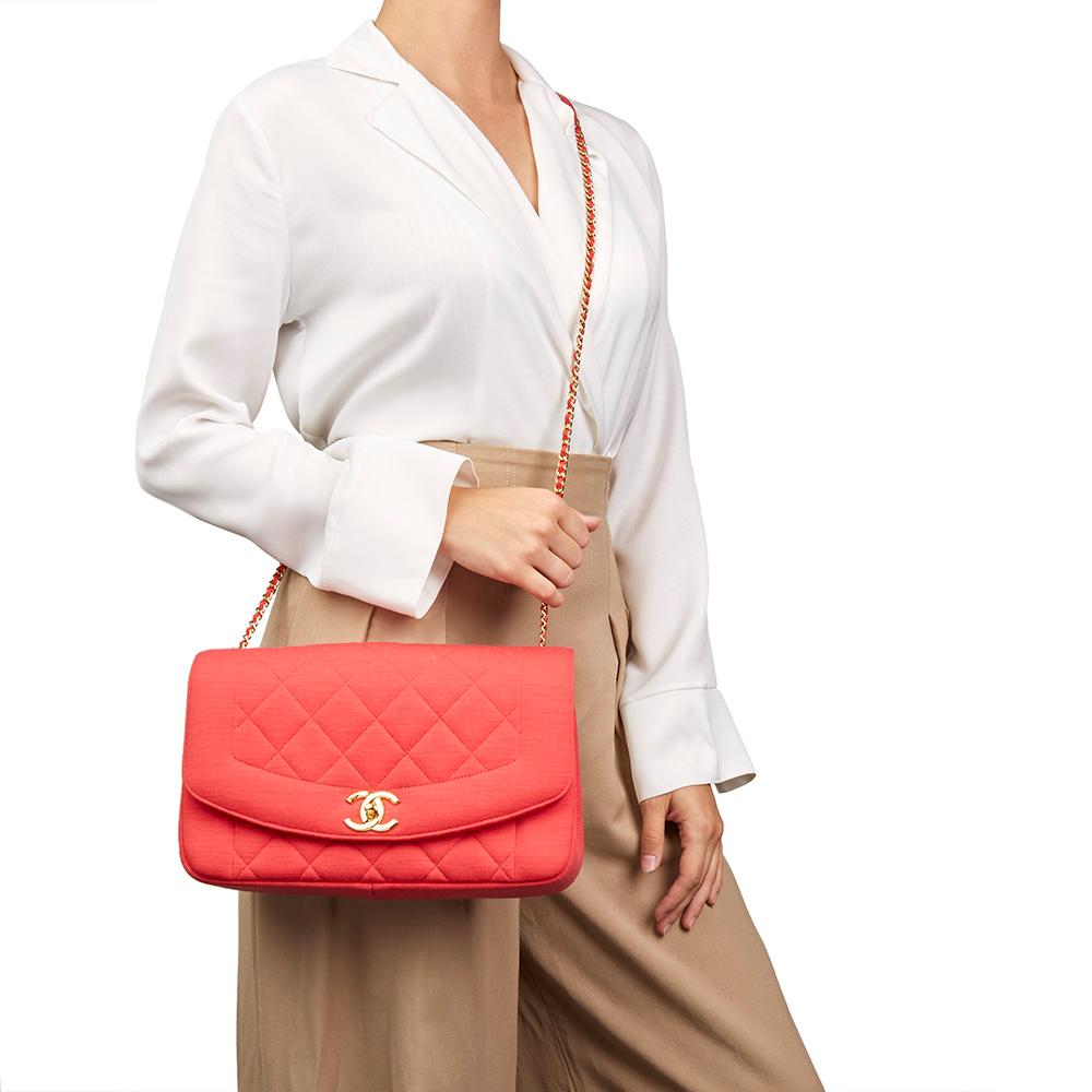 2015 Chanel Coral Quilted Jersey Fabric Reissue Diana Classic Single Flap Bag 3