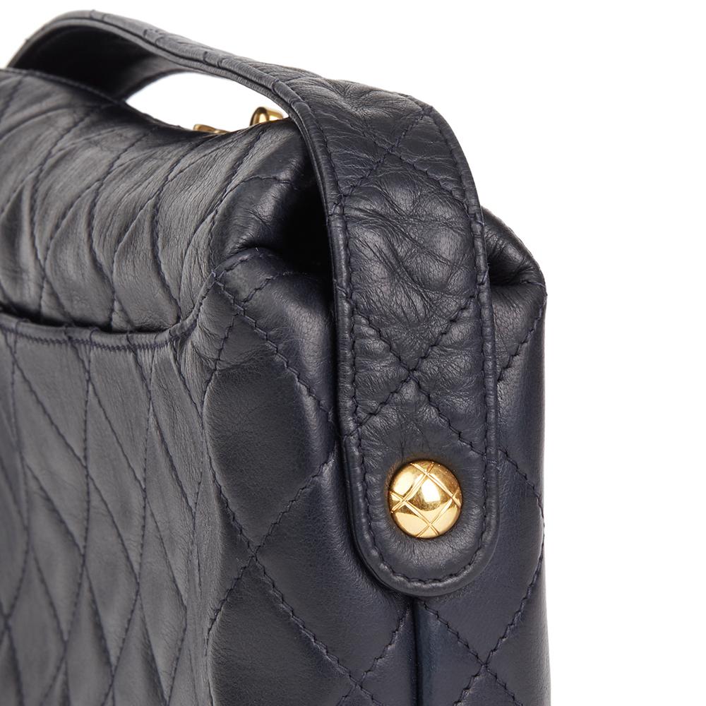 1992 Chanel Navy Quilted Lambskin Vintage Classic Single Flap Bag  1