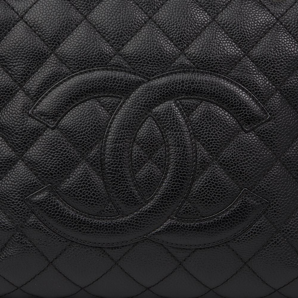 2006 Chanel Black Quilted Caviar Leather Grand Shopping Tote GST 1