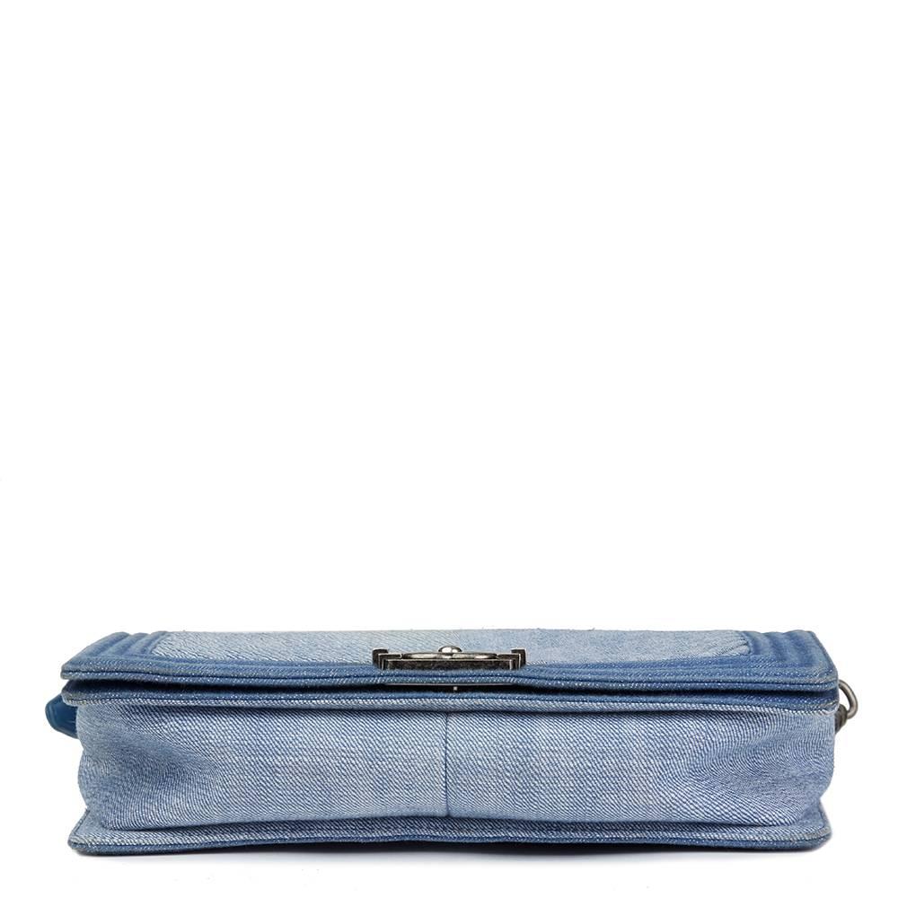 Chanel Blue Chevron Quilted Denim New Medium Le Boy Bag, 2015  1