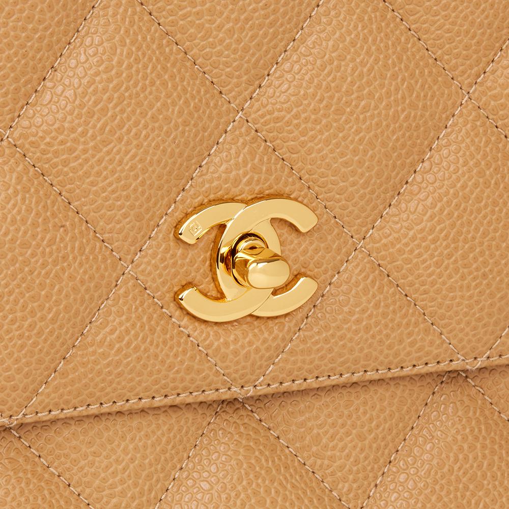 Women's 1994 Chanel Beige Quilted Caviar Leather Vintage Classic Camera Bag