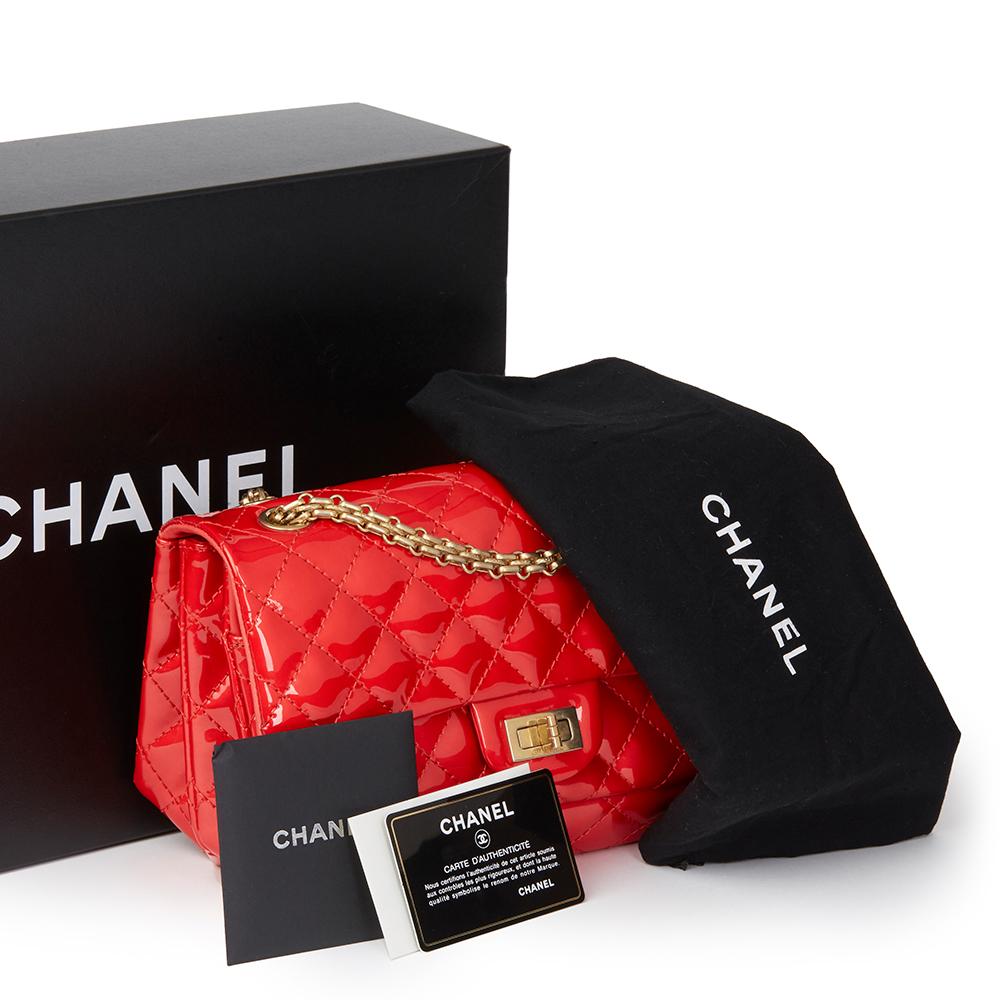 2008 Chanel Red Quilted Patent Leather 2.55 Reissue 225 Accordion Flap Bag 5