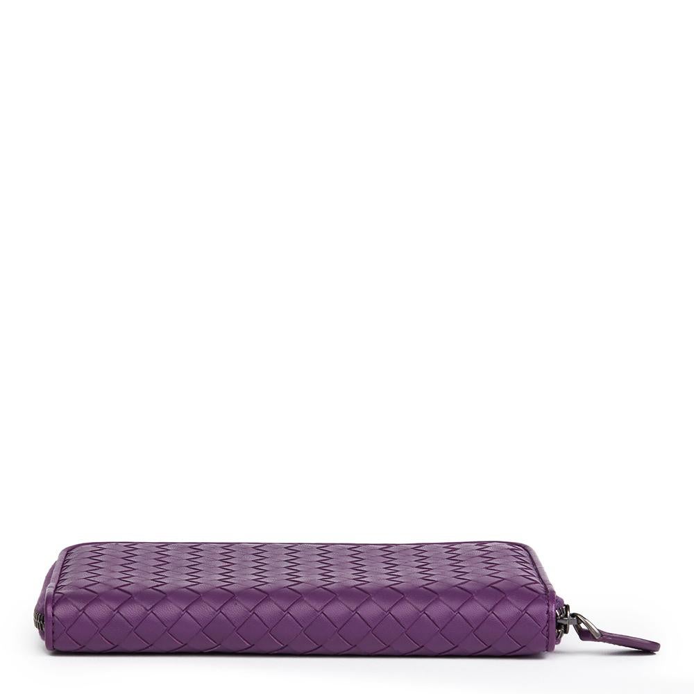 Women's 2010 Corot Purple Woven Lambskin Zip Around Wallet